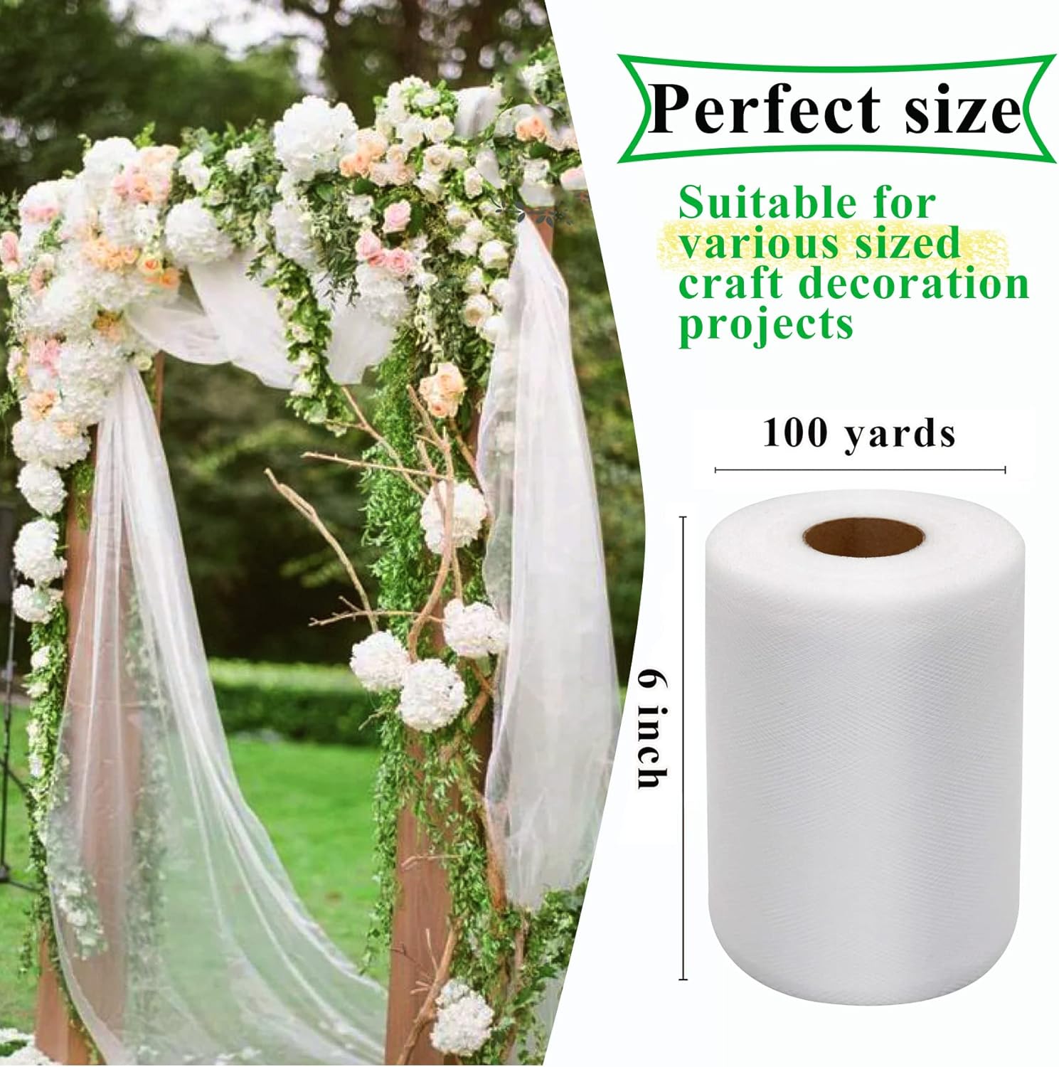IONTACH White Tulle Fabric Roll, 100 Yards - Detail view
