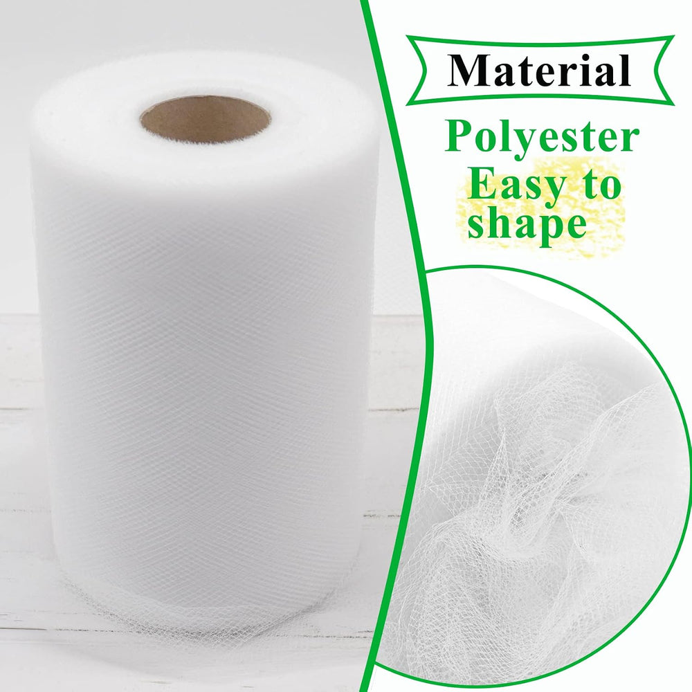 IONTACH White Tulle Fabric Roll, 100 Yards - Close-up