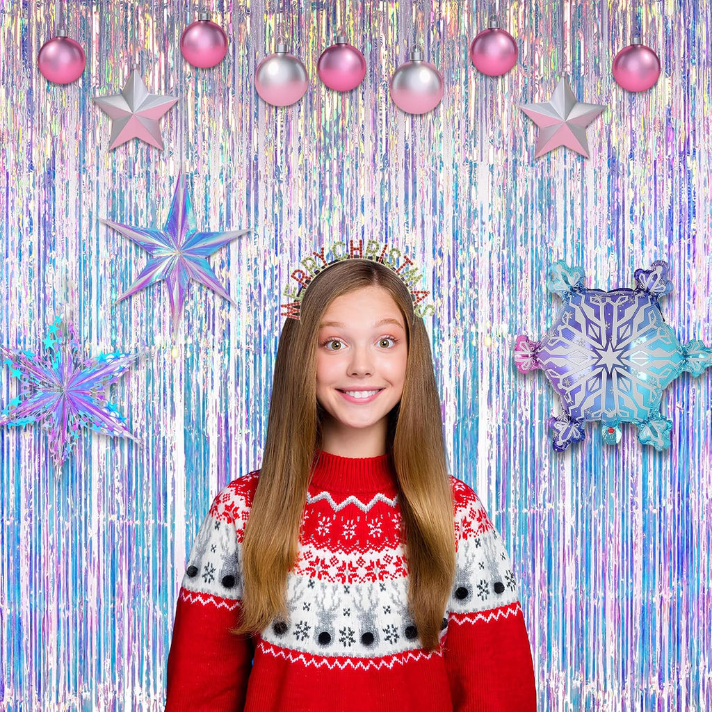 Iridescent Foil Fringe Party Backdrop - Alternate angle