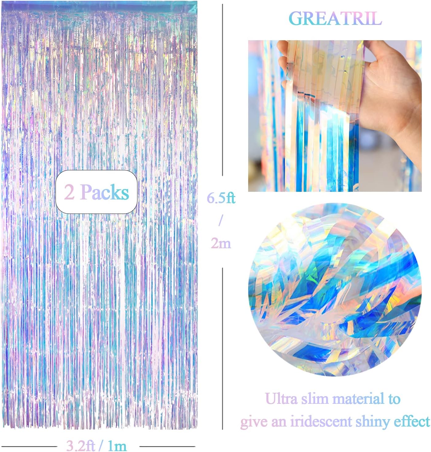 Iridescent Foil Fringe Party Backdrop - Close-up