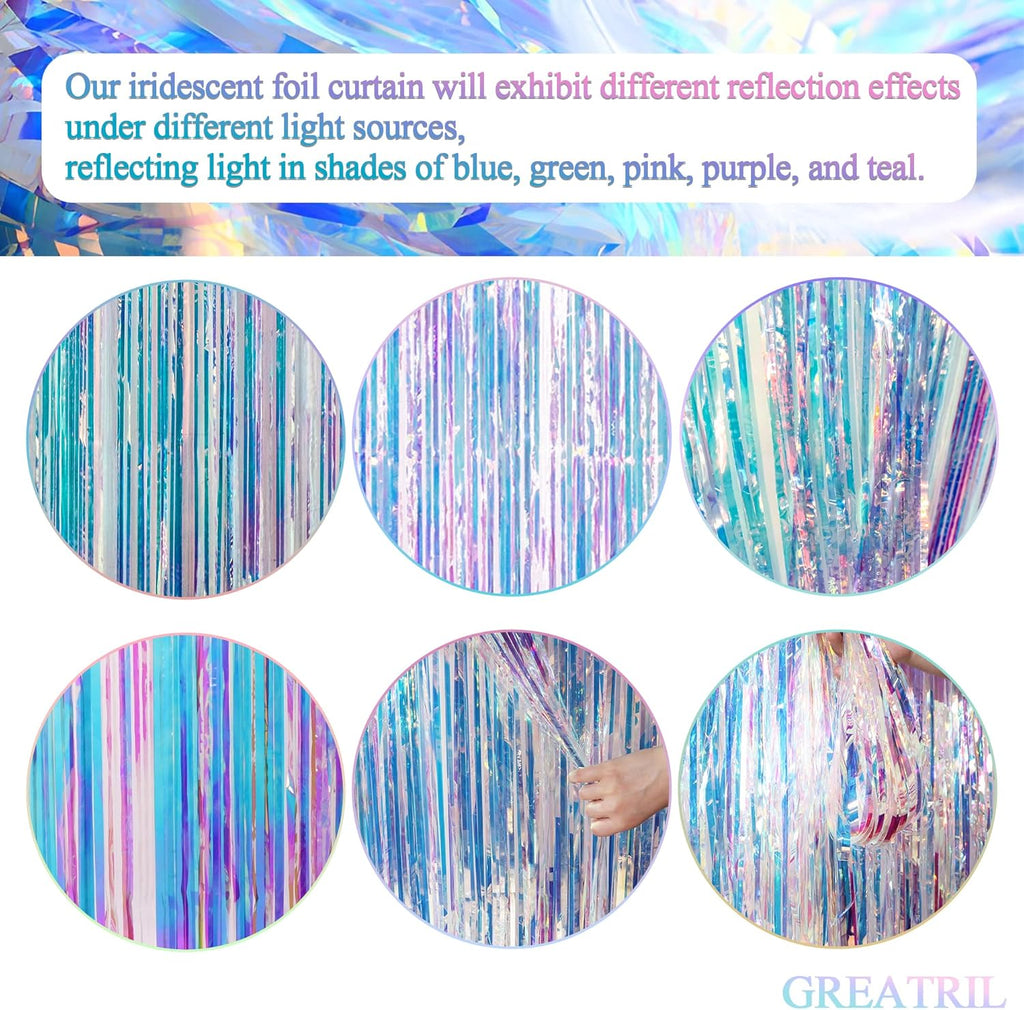 Iridescent Foil Fringe Party Backdrop - In use
