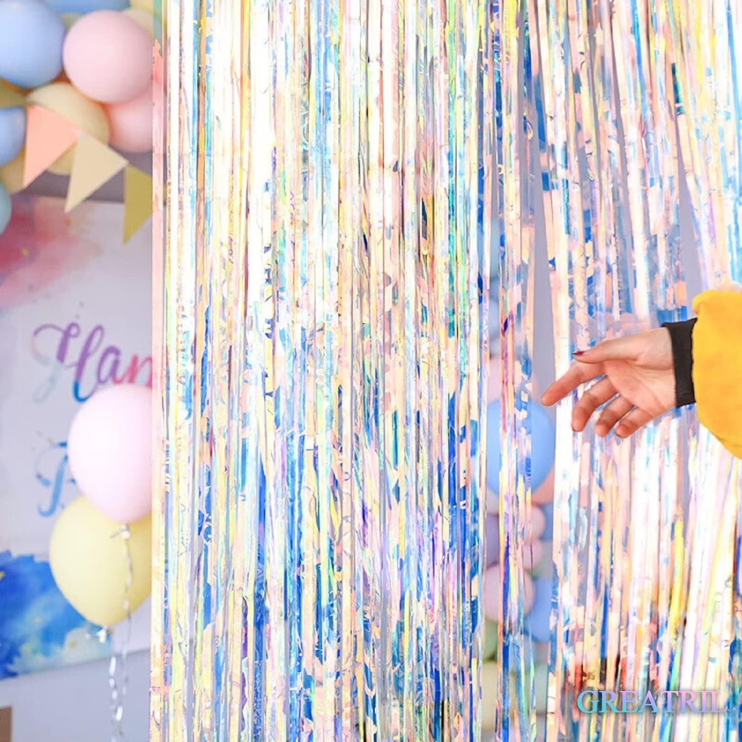 Iridescent Foil Fringe Party Backdrop - Feature highlight