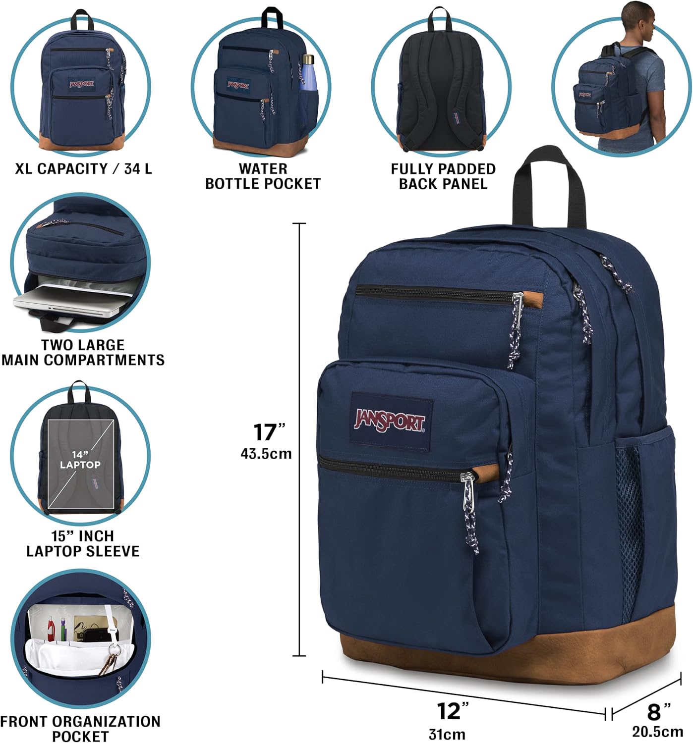 JanSport Backpack 15-Inch Laptop Sleeve Black - In use