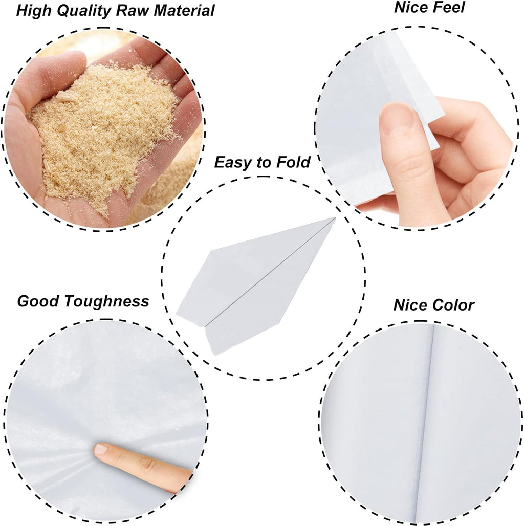 Jkopsnr 100 Sheets White Tissue Paper 20x14 in - Size reference