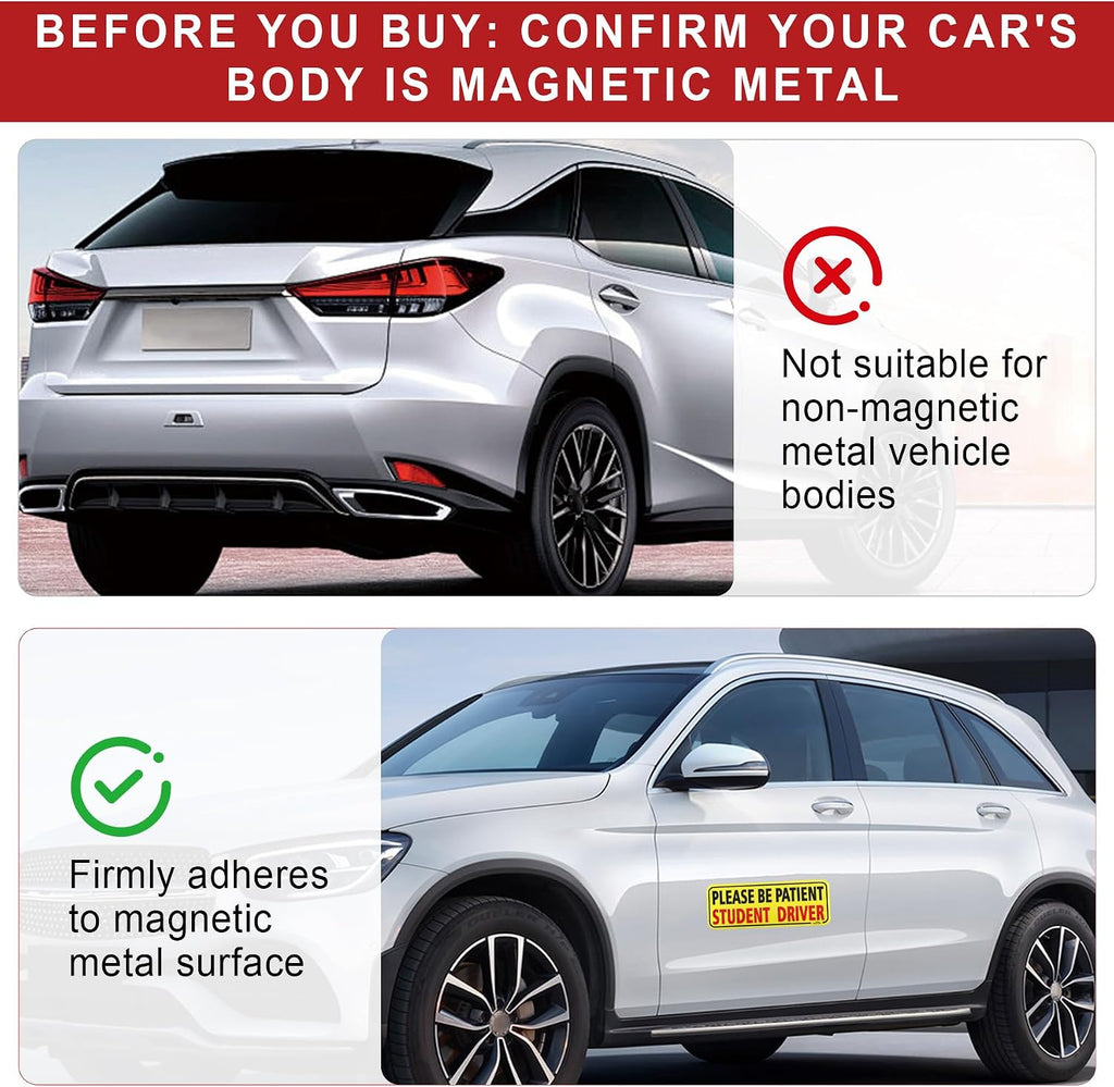 JUSTTOP Student Driver Car Magnet 3-Pack - Detail view