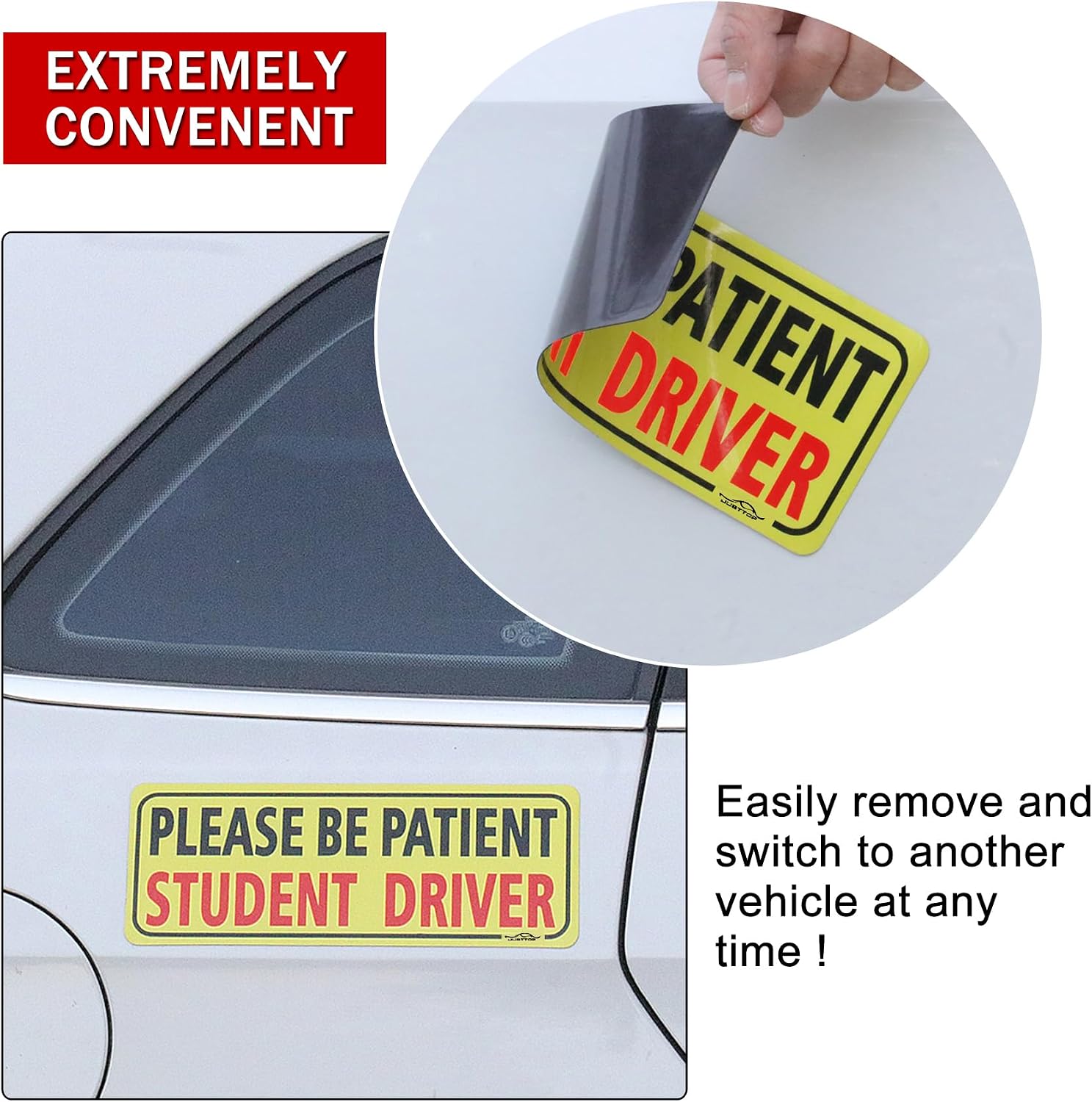 JUSTTOP Student Driver Car Magnet 3-Pack - Close-up