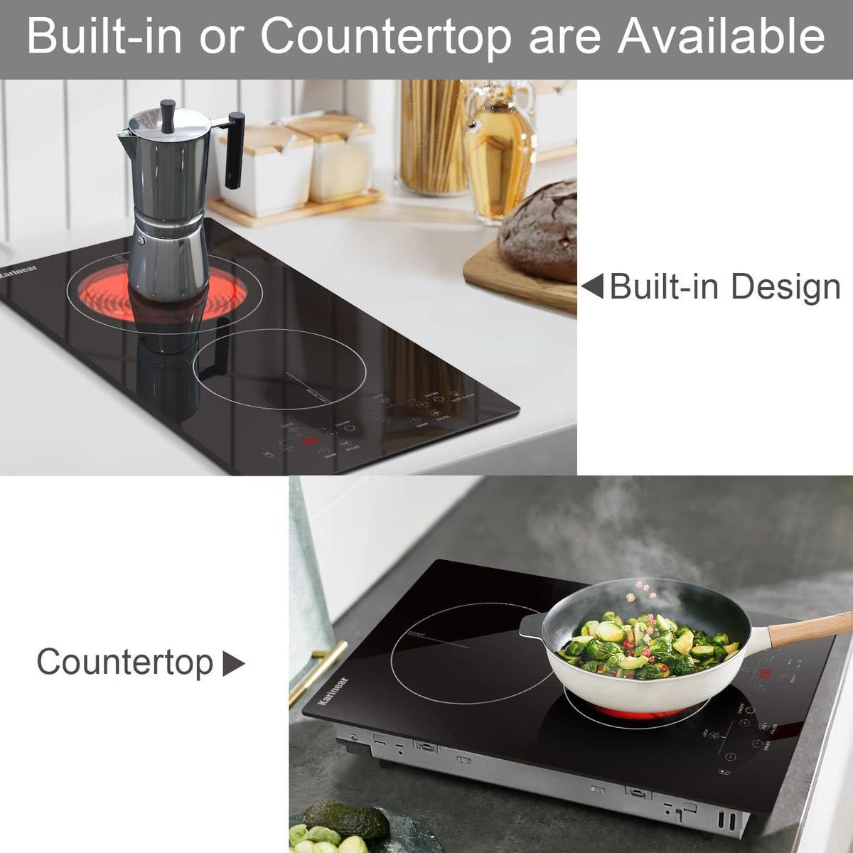 Karinear 120V 2 Burner Ceramic Cooktop - Detail view