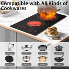 Karinear 120V 2 Burner Ceramic Cooktop - Size reference