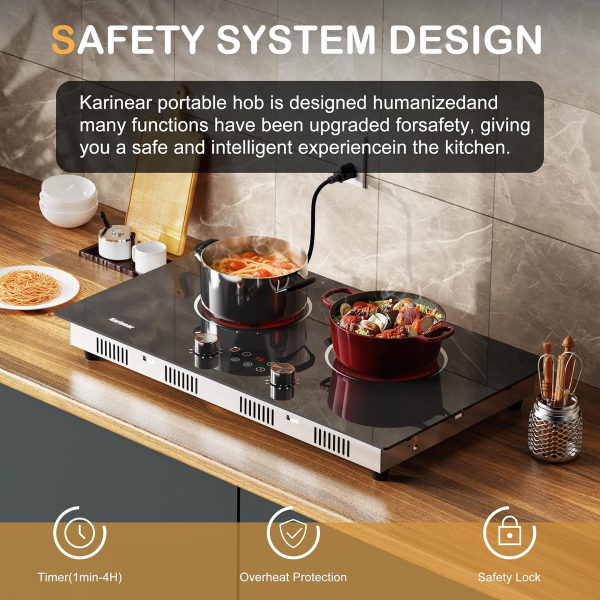 Karinear 110V 2000W Electric Cooktop - Detail view