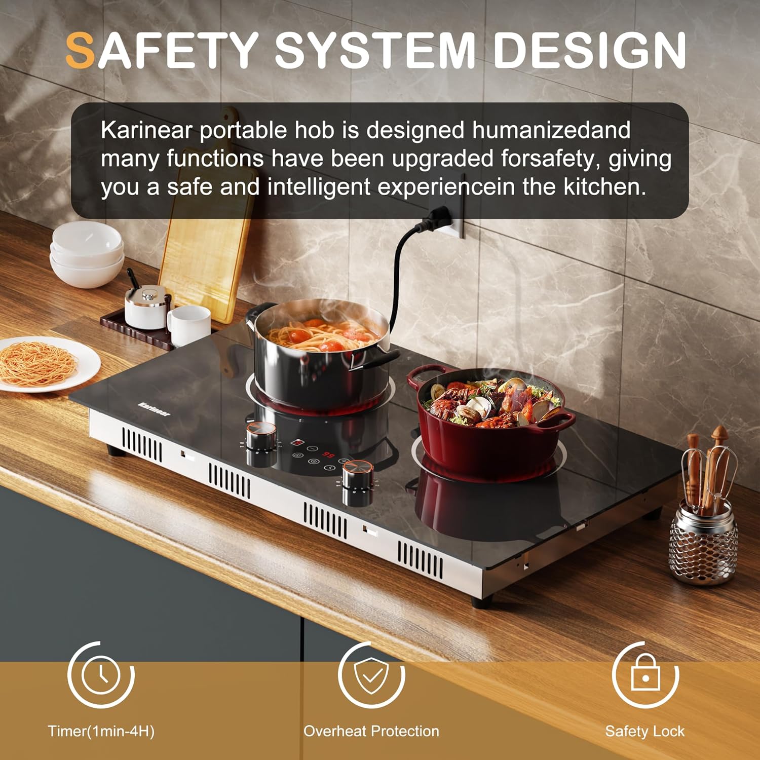 Karinear 110V 2000W Electric Cooktop - Detail view