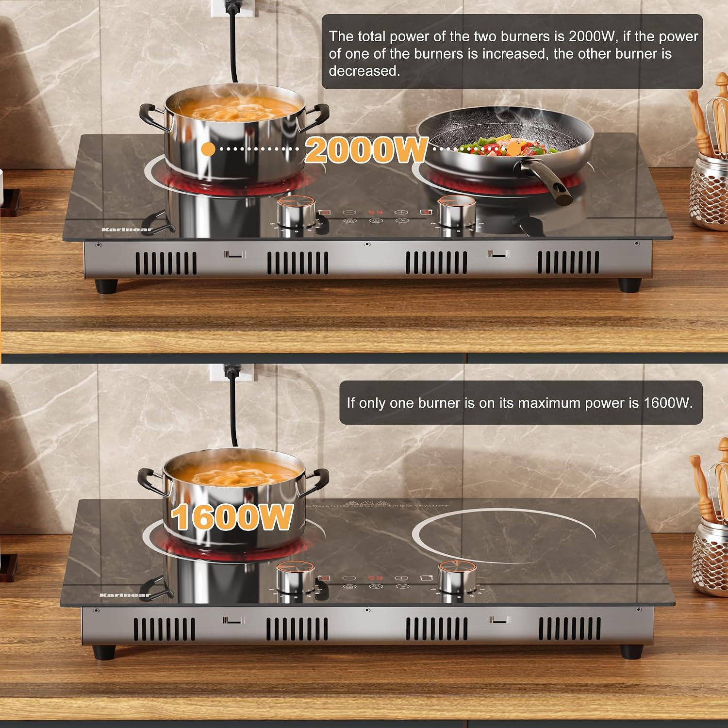Karinear 110V 2000W Electric Cooktop - In use
