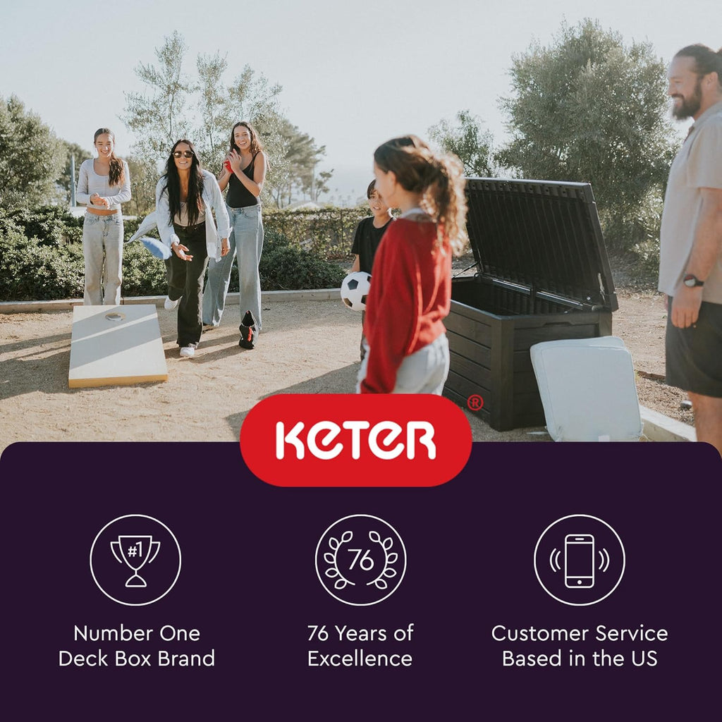Keter 150 Gallon Resin Deck Box - Size reference