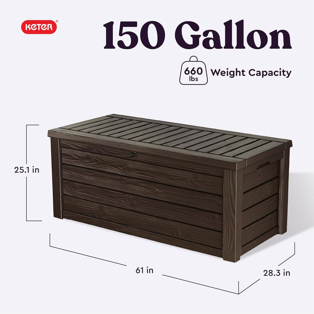Keter 150 Gallon Resin Deck Box - Alternate angle