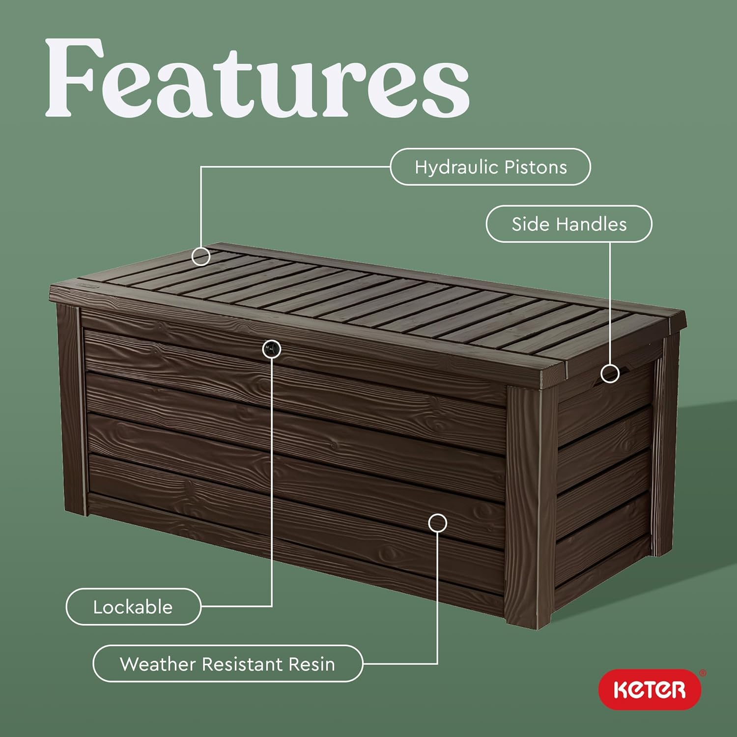 Keter 150 Gallon Resin Deck Box - Close-up