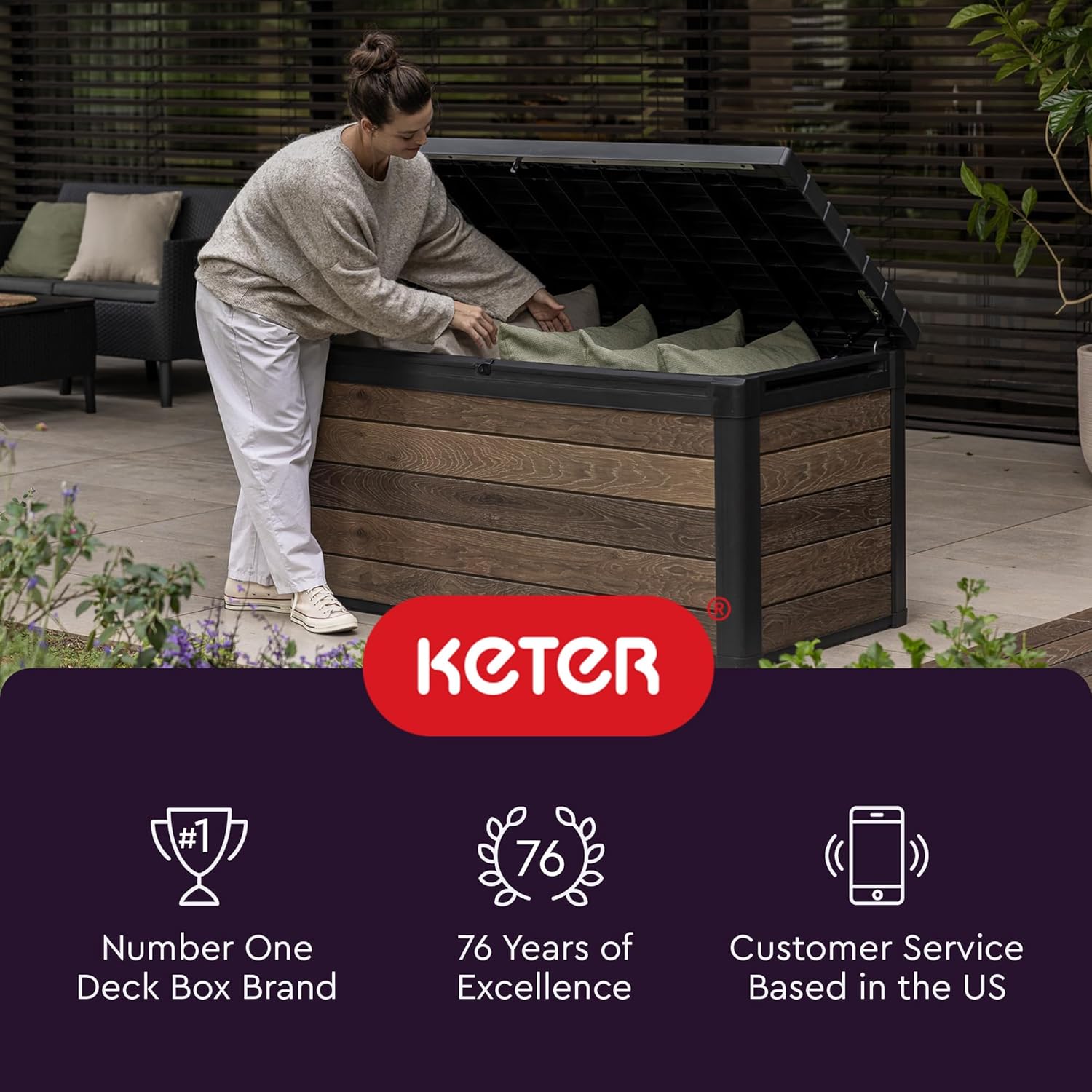 Keter Marvel Plus 71 Gallon Deck Box - Alternate angle