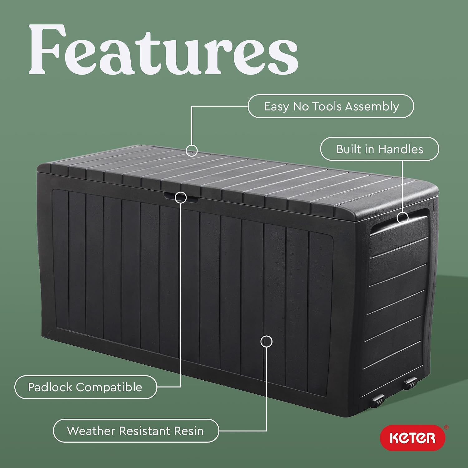 Keter Marvel Plus 71 Gallon Deck Box - Alternate angle