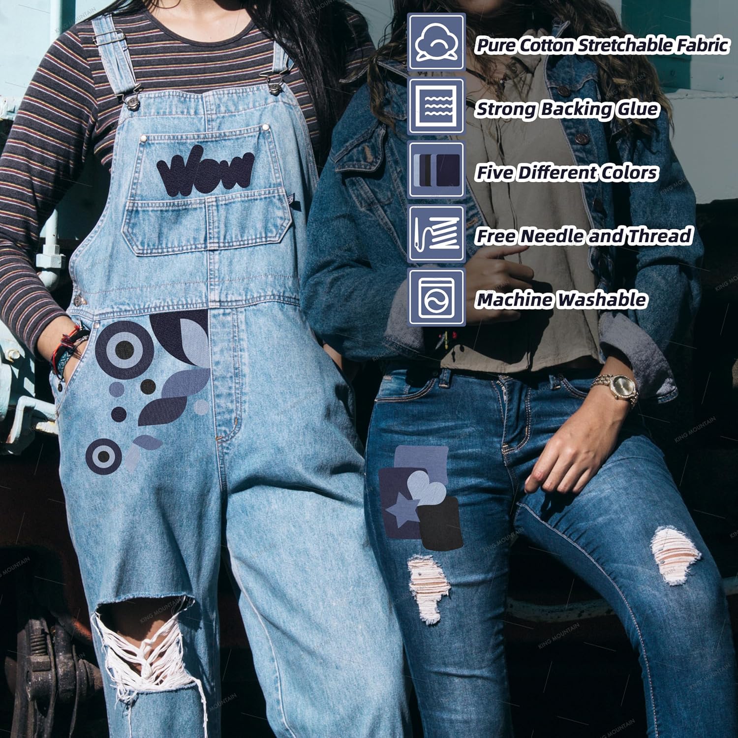 King Mountain Denim Repair Patches - Close-up