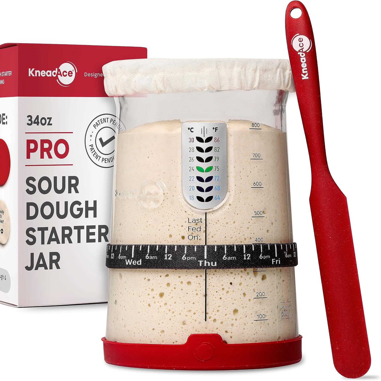 KNEADACE Pro Sourdough Starter Kit, 34 oz Jar