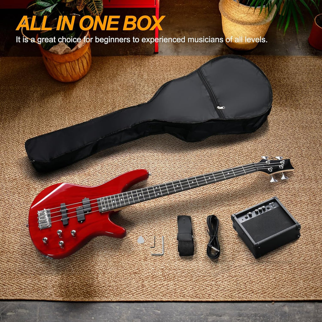 Ktaxon 4-String Electric Bass Guitar Kit, Red - In use