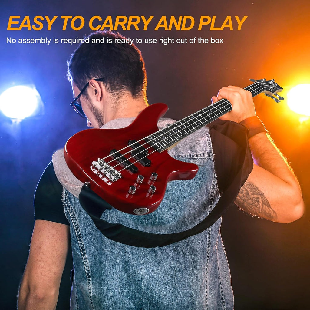 Ktaxon 4-String Electric Bass Guitar Kit, Red - Packaging
