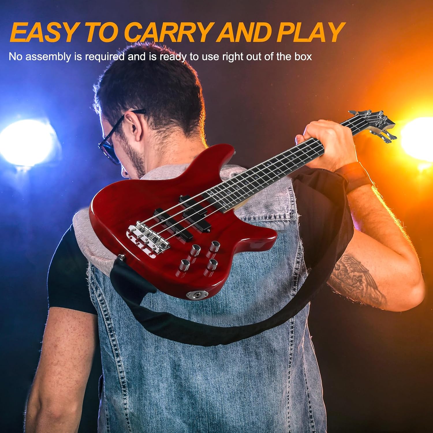 Ktaxon 4-String Electric Bass Guitar Kit, Red - Packaging