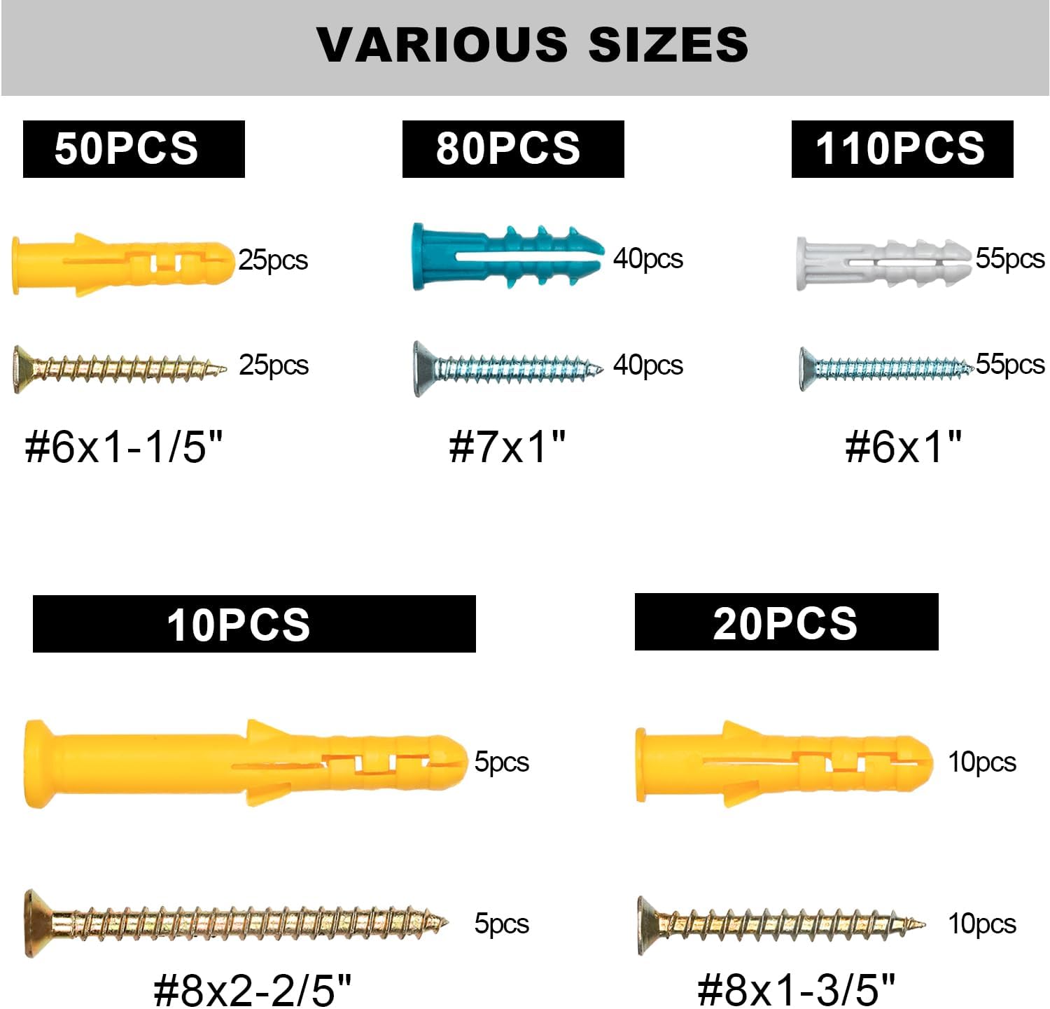 Kurui 270-Piece Drywall Anchor and Screw Kit - In use