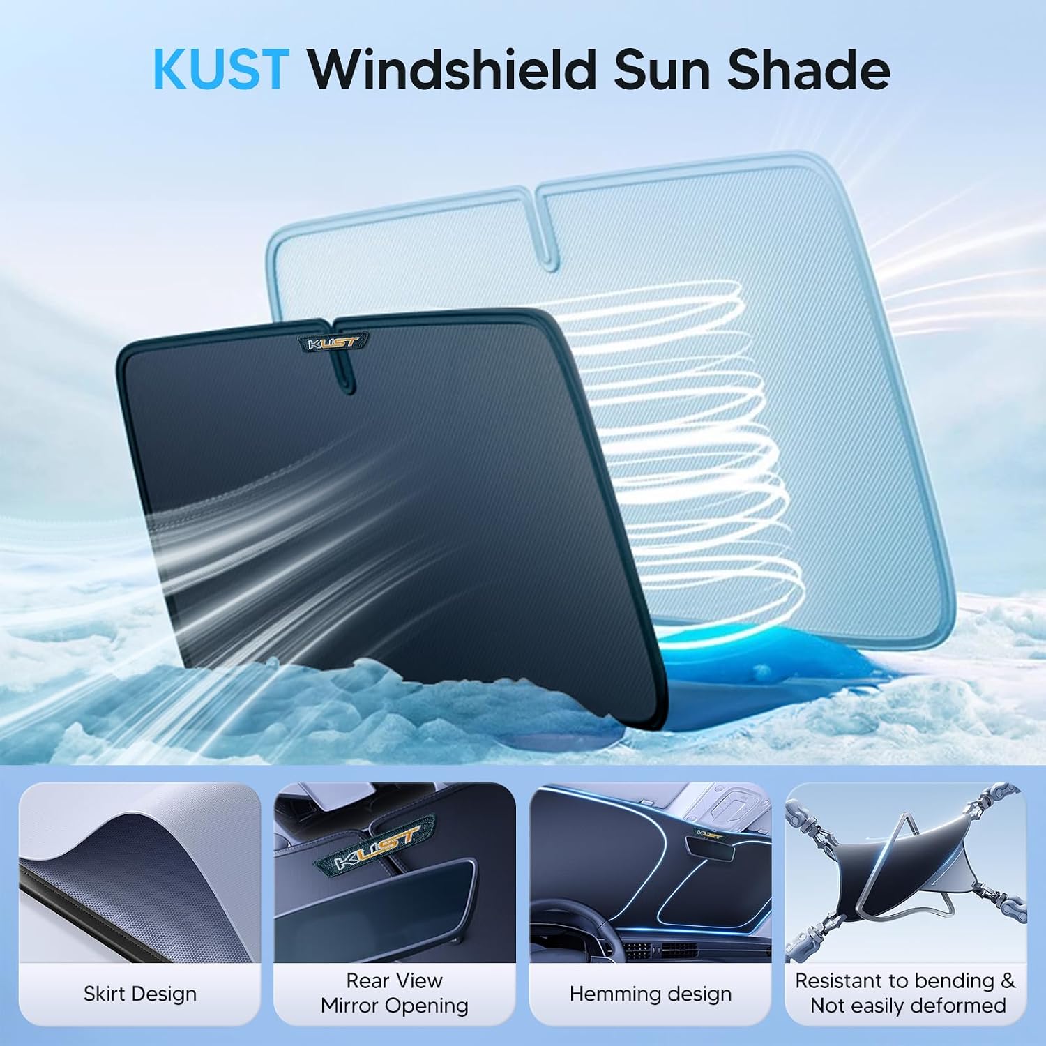 Kust Foldable Sun Shade for Tesla Model Y/3 - Close-up