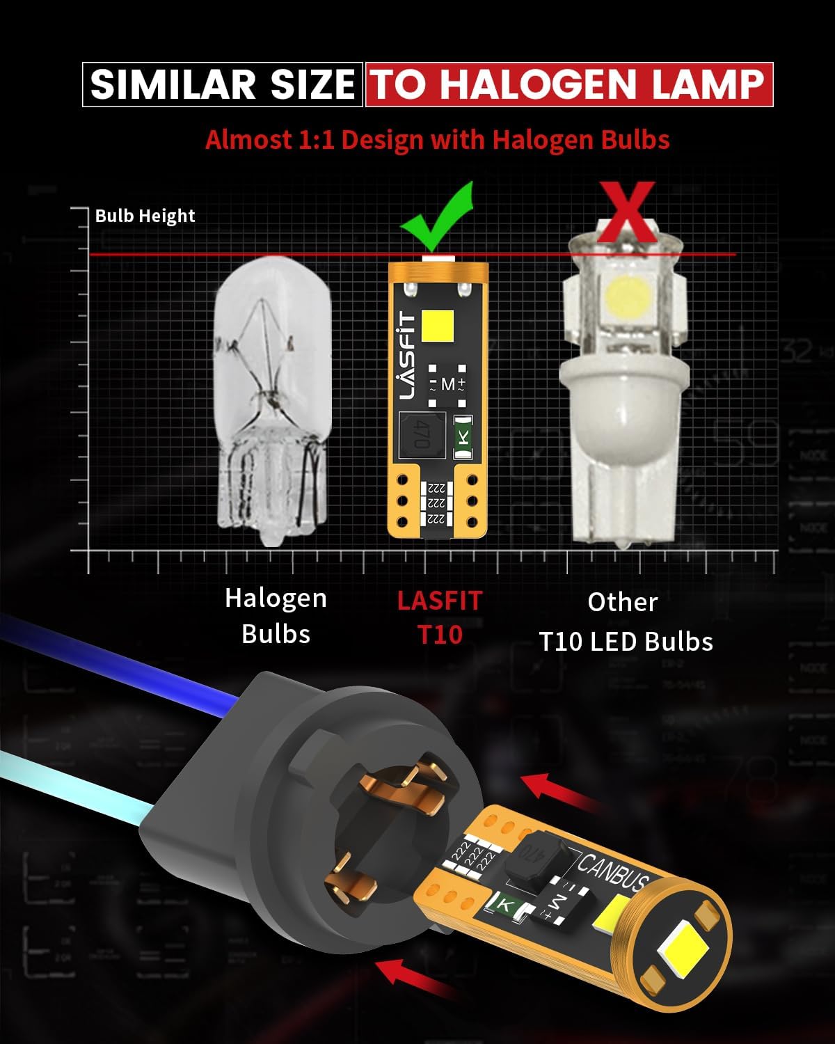 Lasfit 194 T10 LED License Plate Bulbs - In use