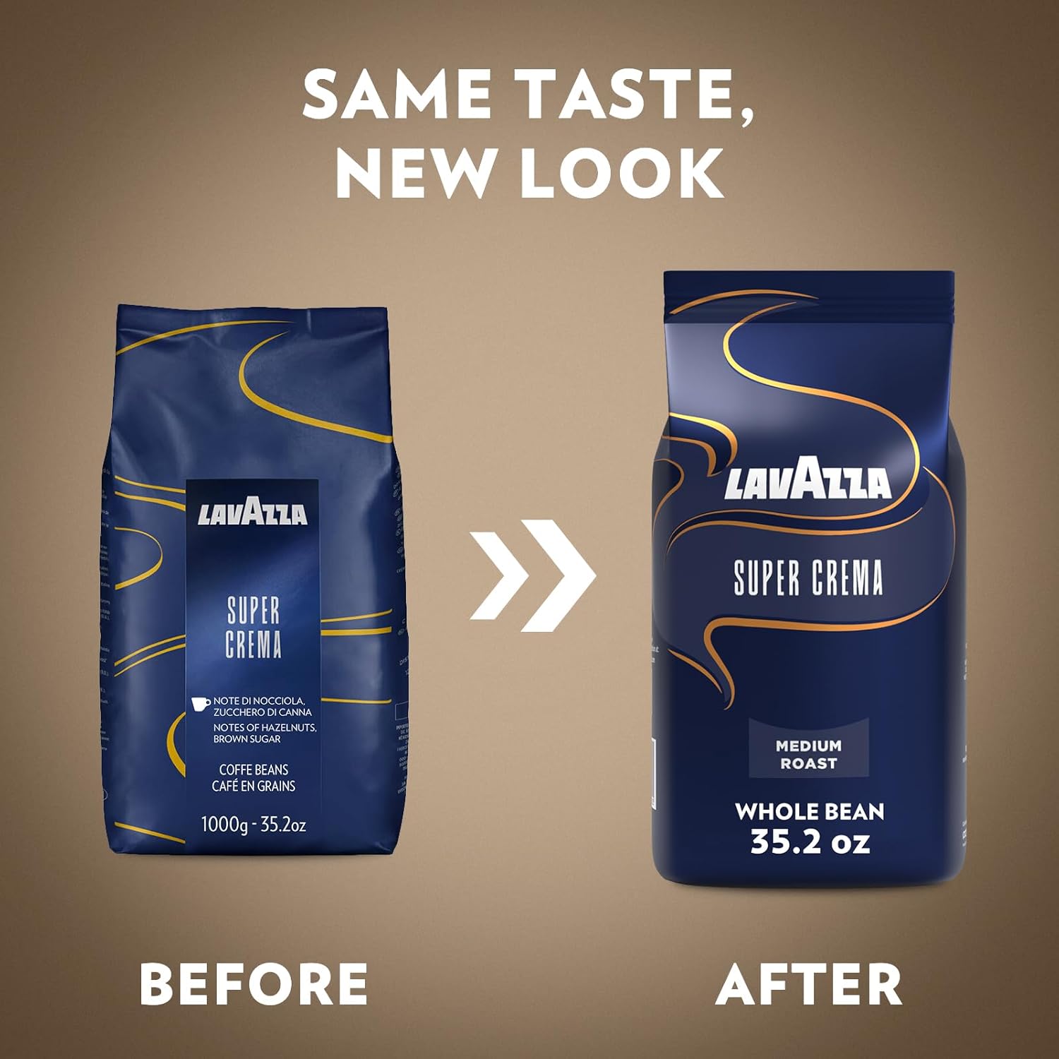 Lavazza Super Crema Whole Bean Coffee, 2.2 lb - Close-up