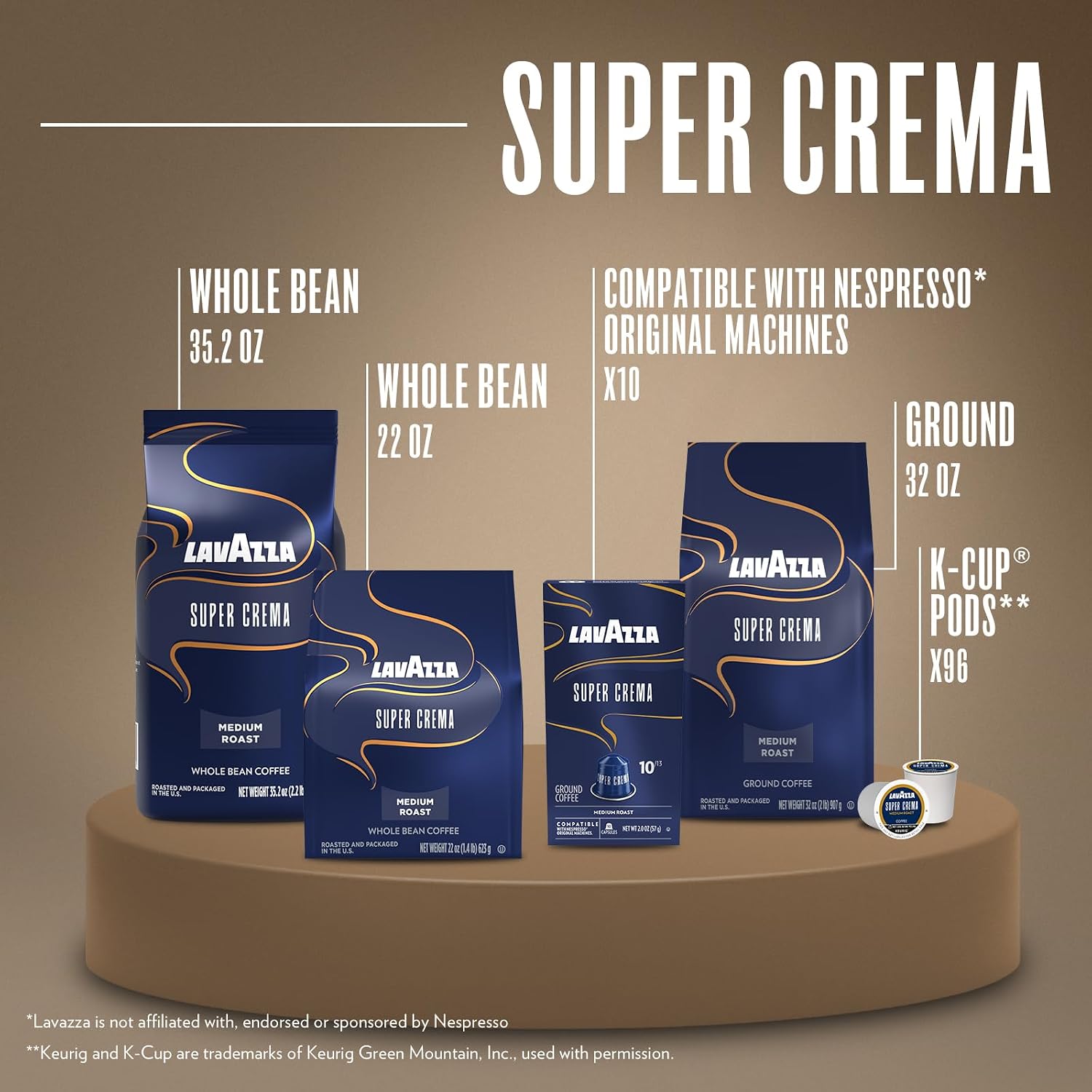 Lavazza Super Crema Whole Bean Coffee, 2.2 lb - Feature highlight