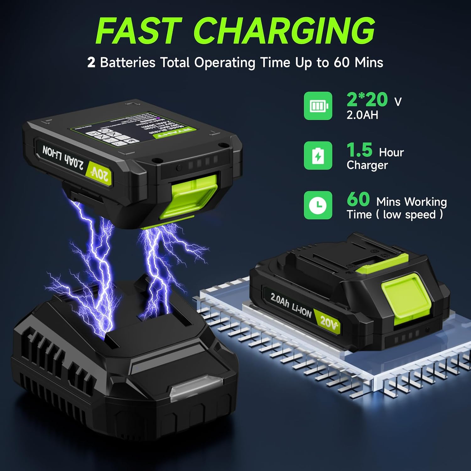Cordless Leaf Blower with Battery and Charger - Close-up