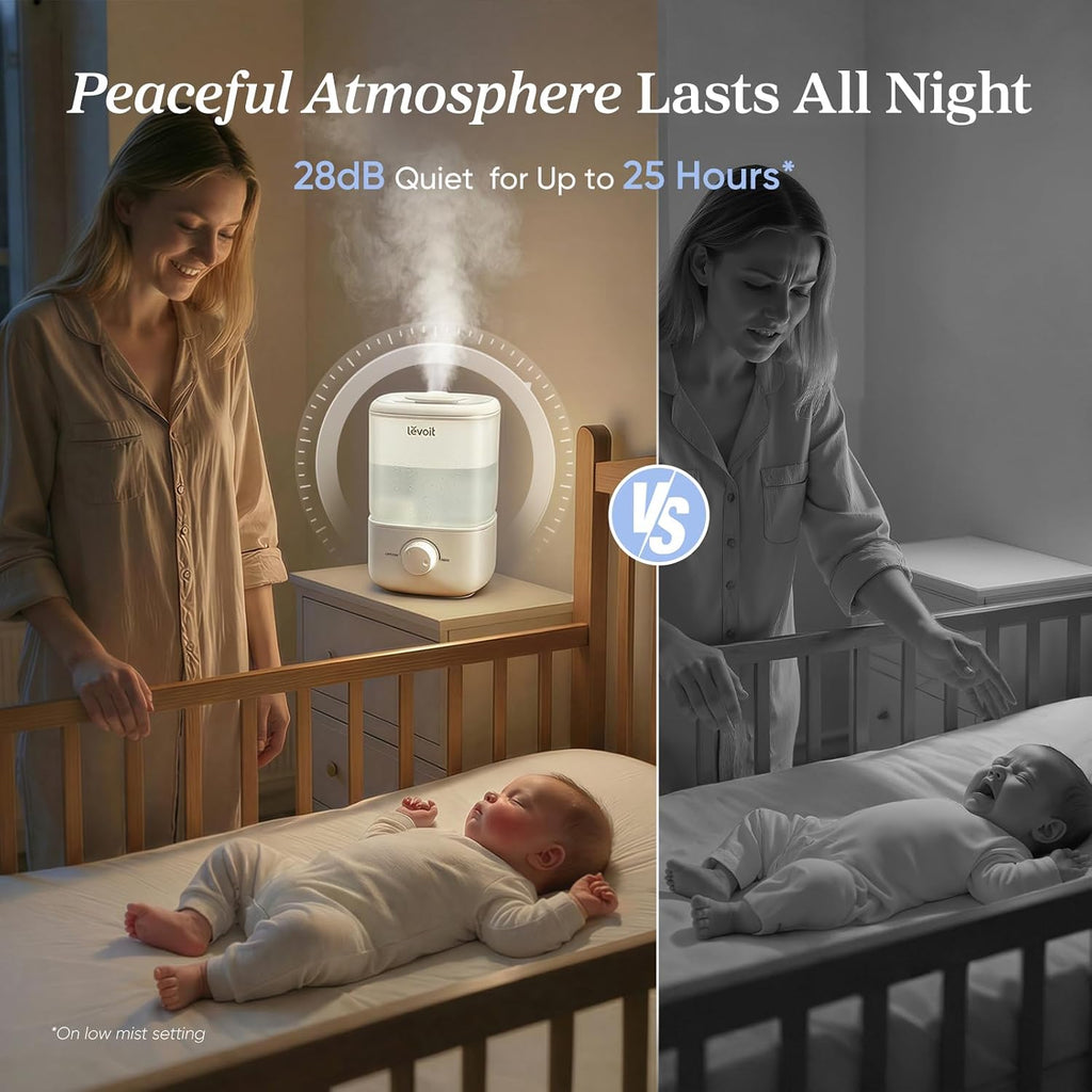 Levoit Top Fill Humidifier, 2.5L Tank, 28dB Quiet - Alternate angle