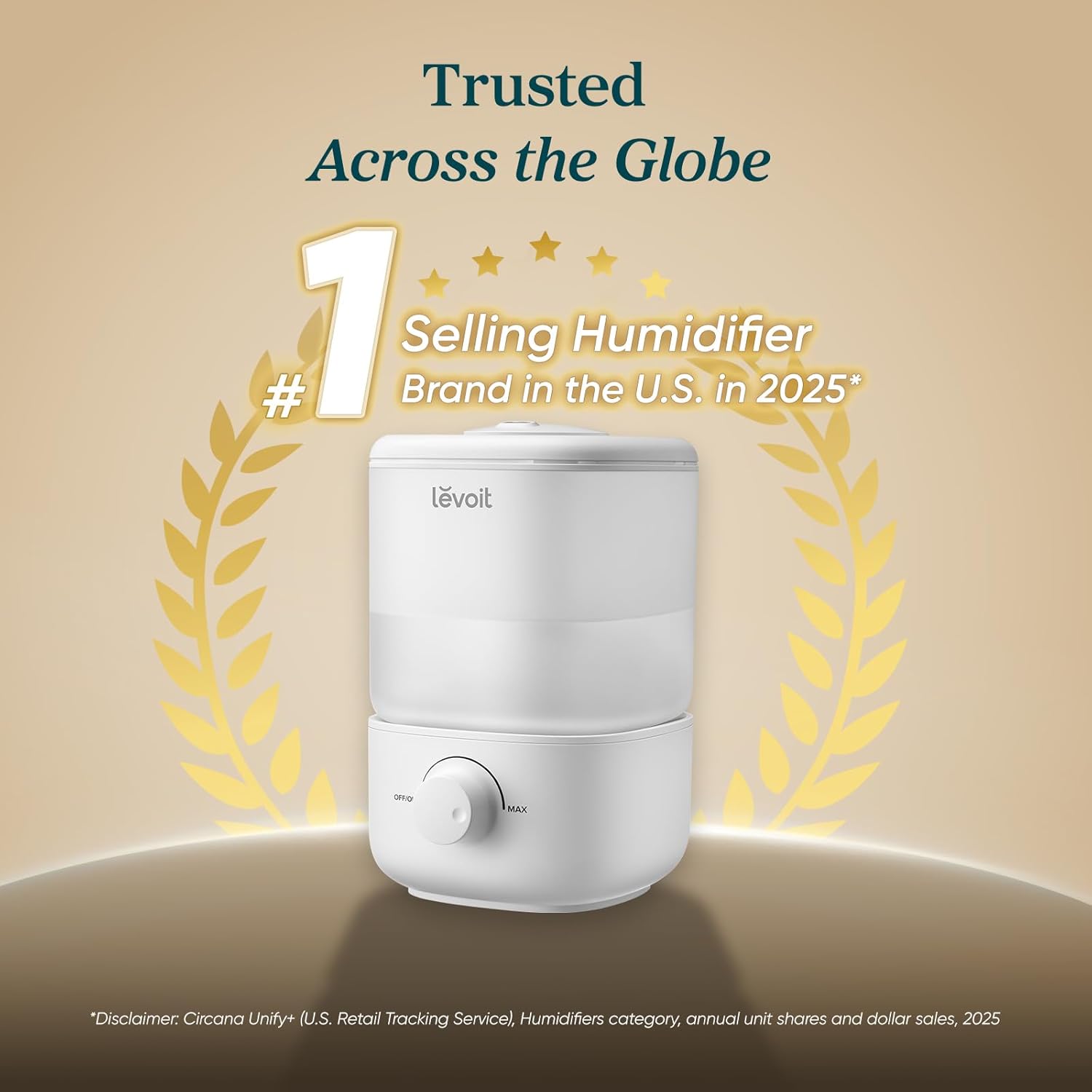 Levoit Top Fill Humidifier, 2.5L Tank, 28dB Quiet - In use