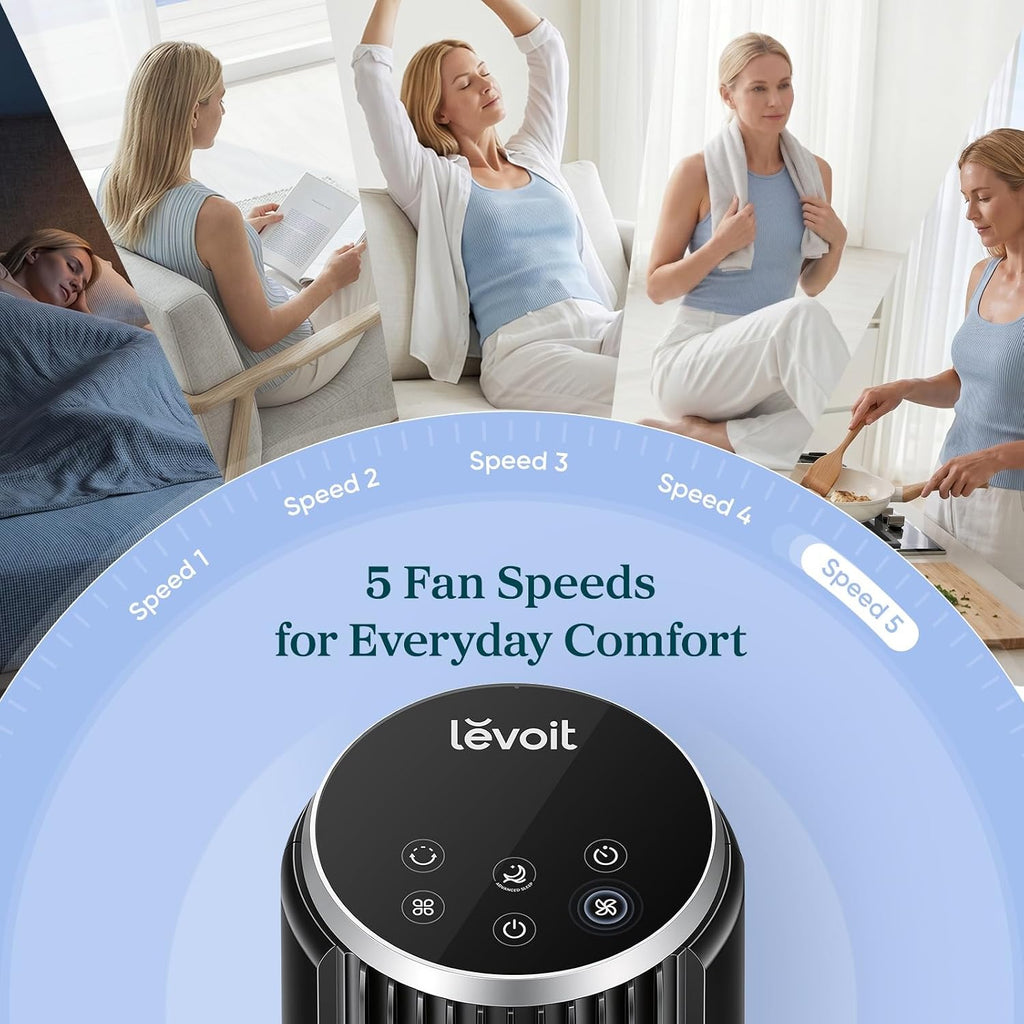 LEVOIT 36 Inch Tower Fan, Quiet Oscillating, Remote - In use
