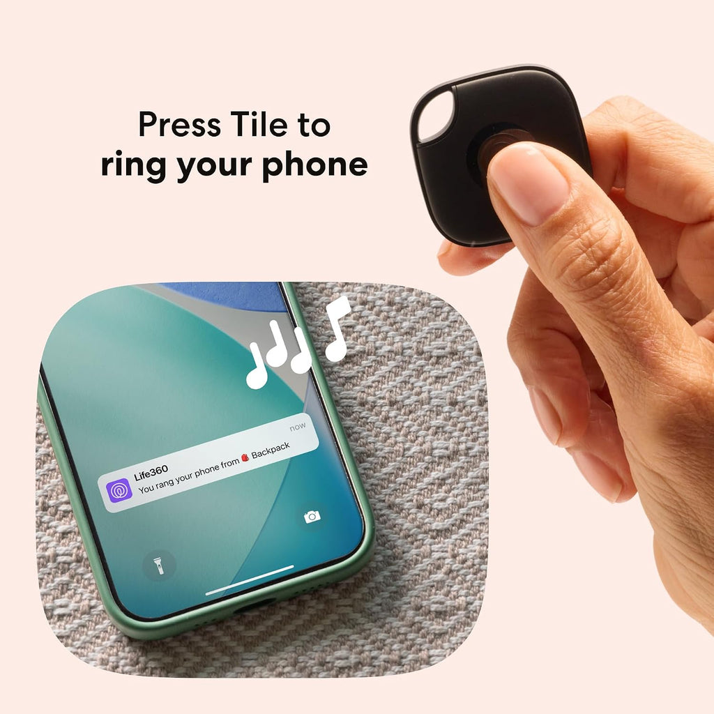 Life360 Tile Bluetooth Tracker, Key Finder, Black - Close-up