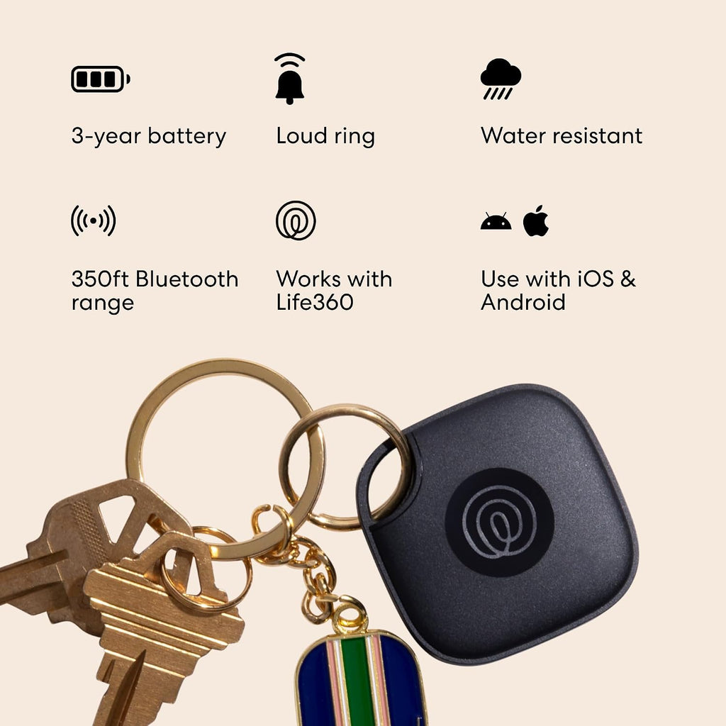Life360 Tile Bluetooth Tracker, Key Finder, Black - In use