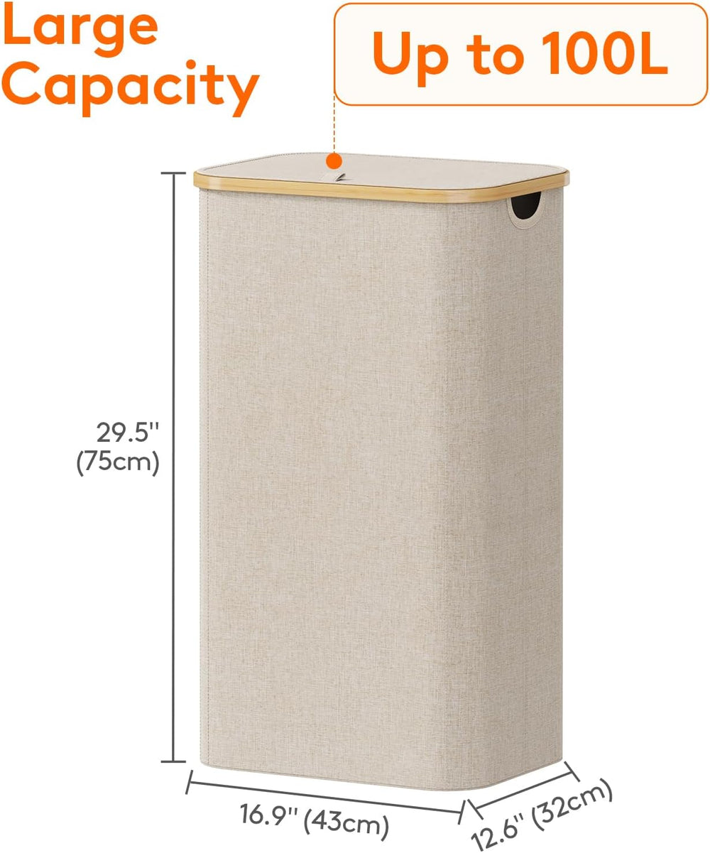 Lifewit 100L Foldable Laundry Basket with Lid - Alternate angle