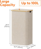 Lifewit 100L Foldable Laundry Basket with Lid - Alternate angle