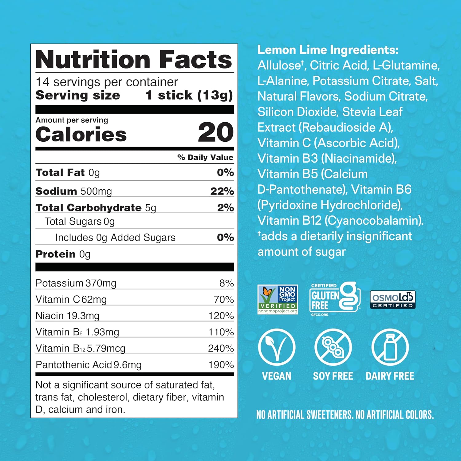 Liquid I.V. Sugar Free Hydration, Lemon Lime, 14ct - Close-up