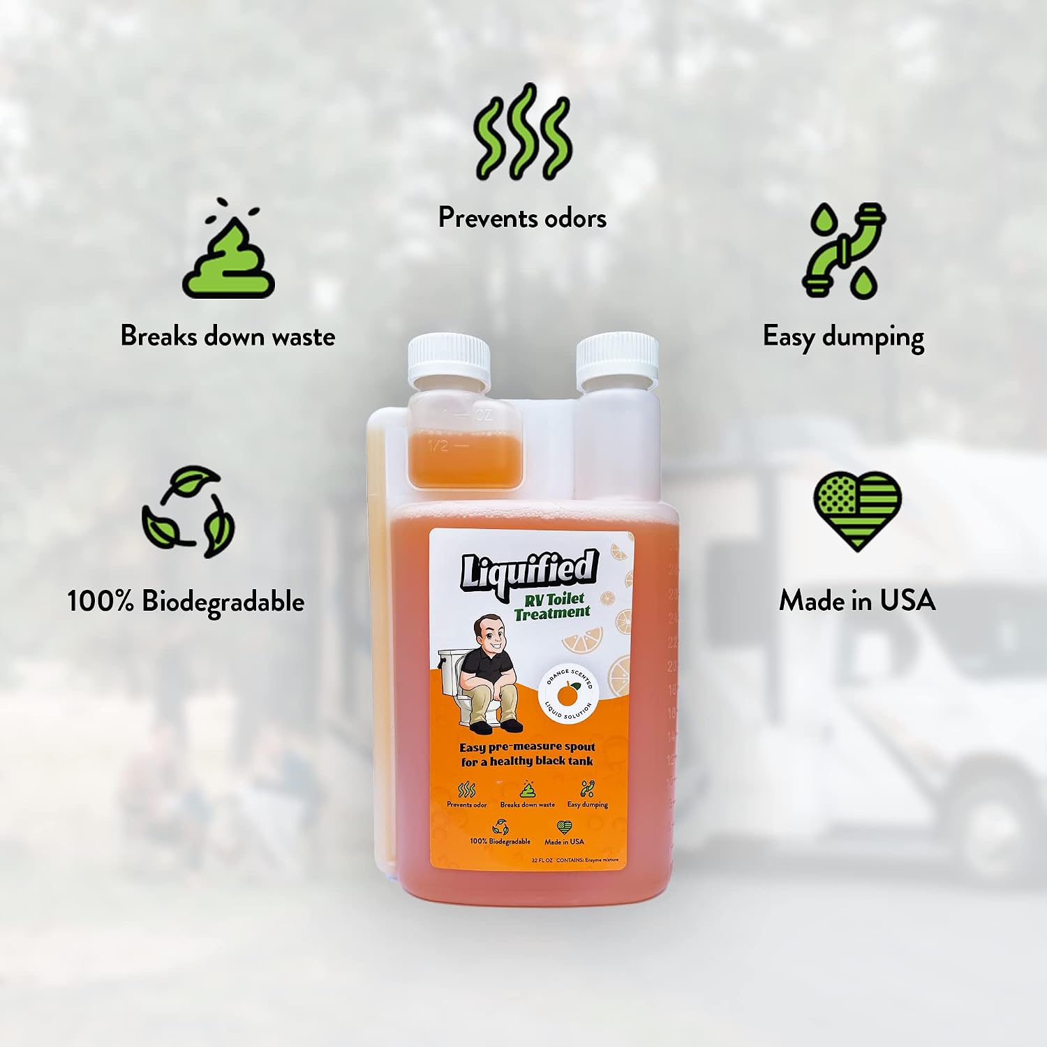 RV Toilet Treatment Black Tank Digester, Orange 32oz - Alternate angle