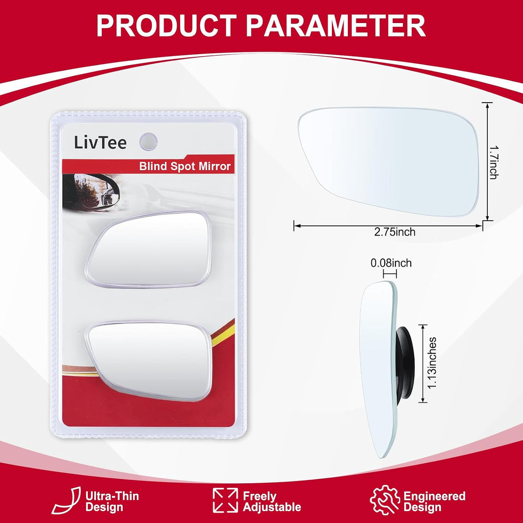 LivTee Blind Spot Car Mirror, Wide Angle Convex - Alternate angle
