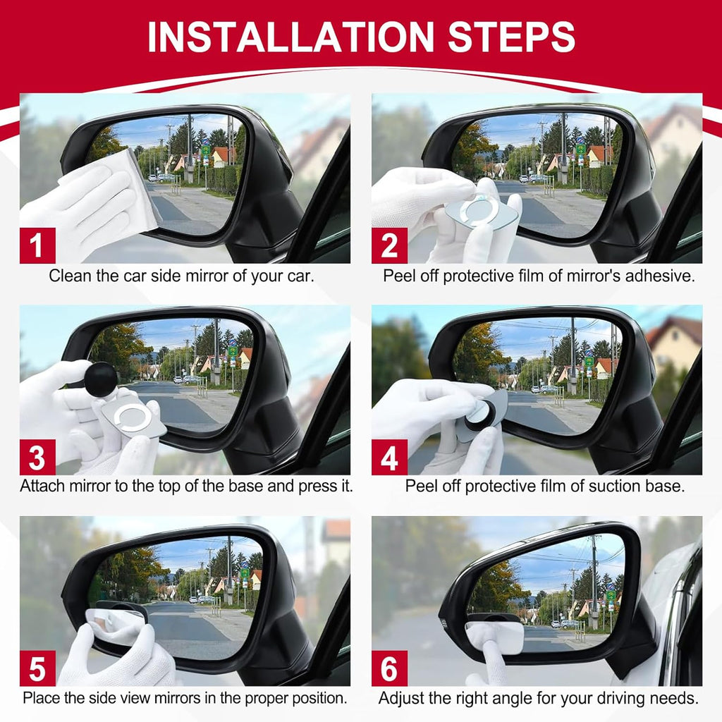 LivTee Blind Spot Car Mirror, Wide Angle Convex - Close-up