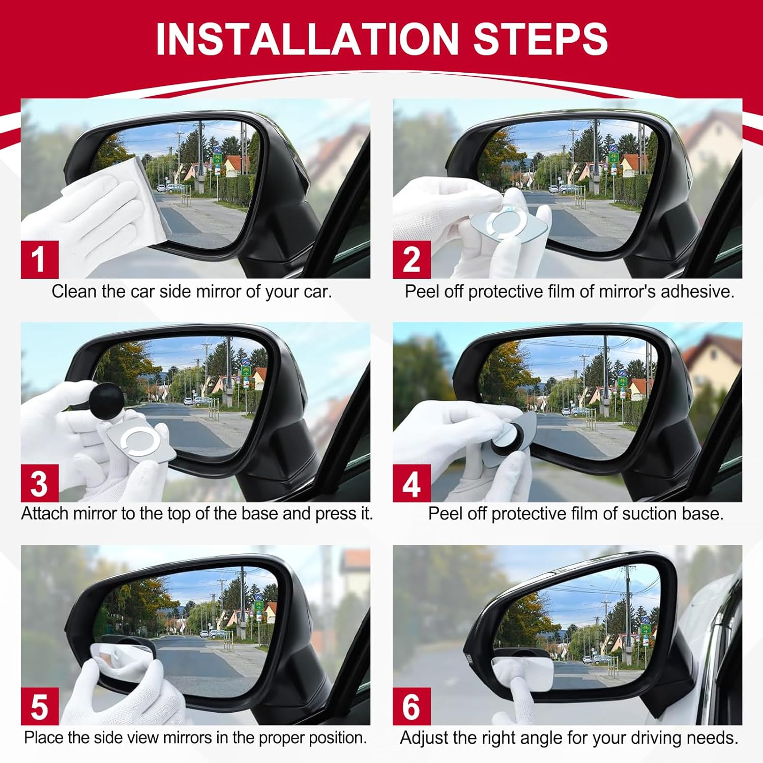 LivTee Blind Spot Car Mirror, Wide Angle Convex - Close-up