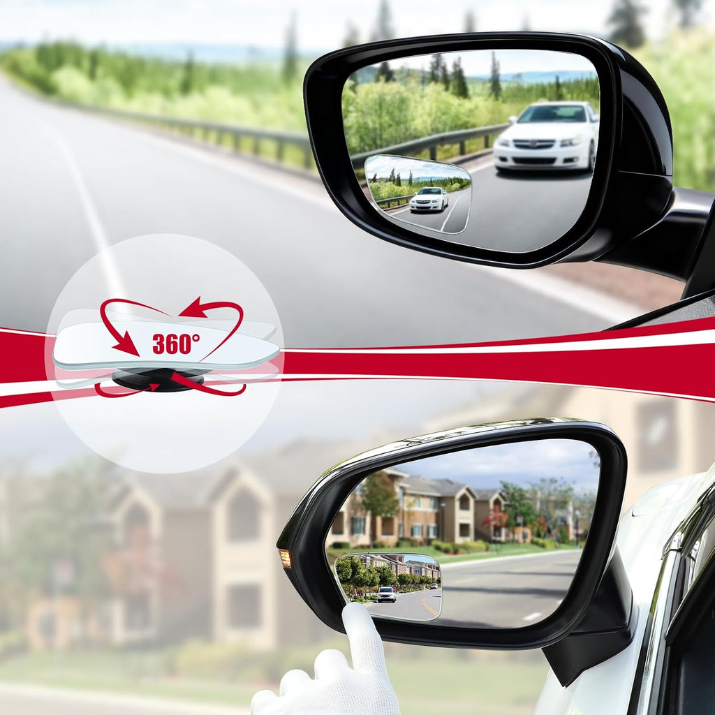 LivTee Blind Spot Car Mirror, Wide Angle Convex - Size reference