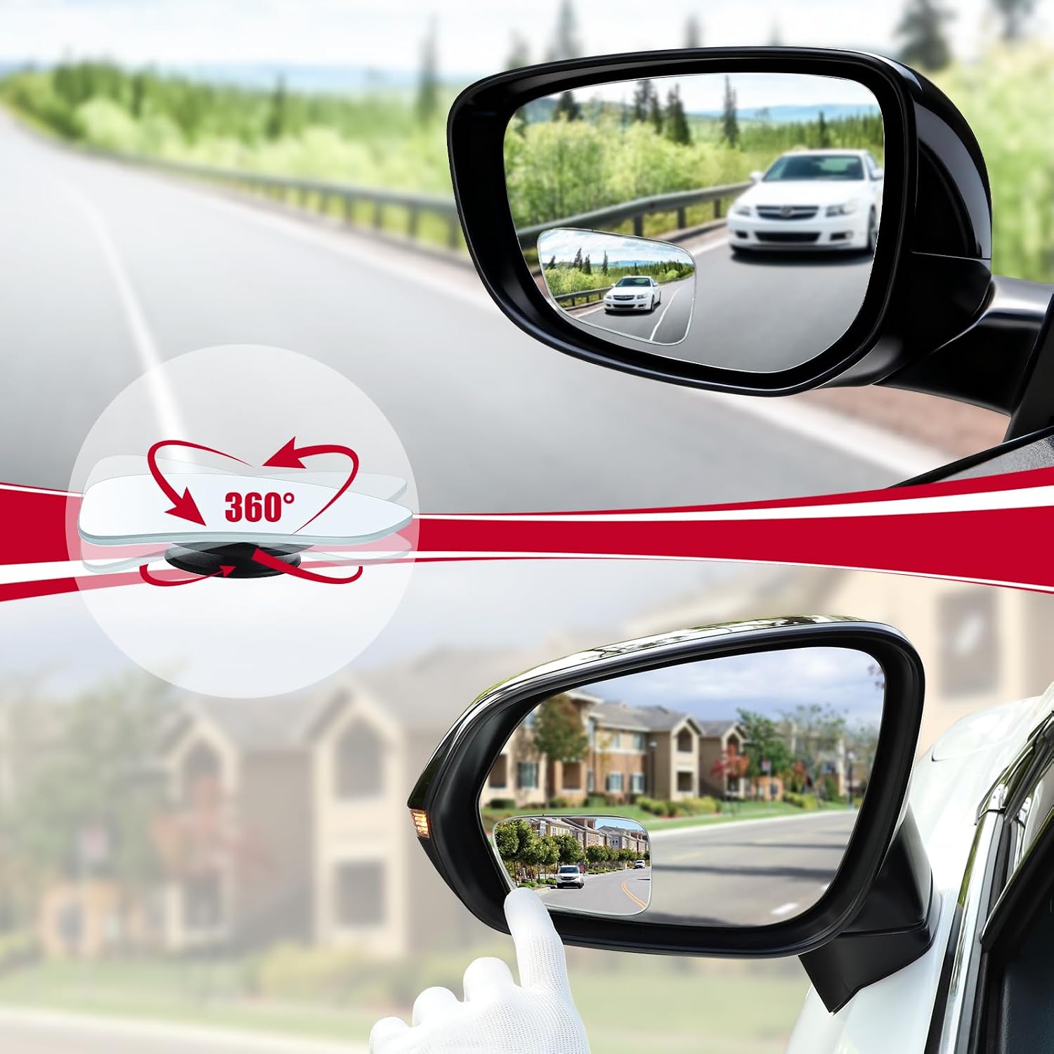 LivTee Blind Spot Car Mirror, Wide Angle Convex - Size reference