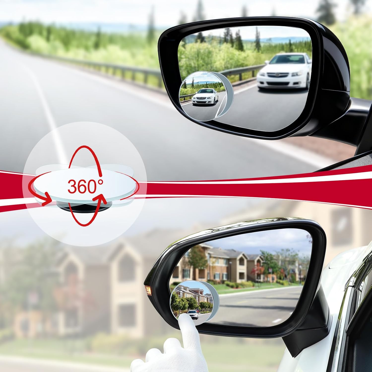 LivTee 2 Inch Round Blind Spot Mirror, 2 Pack - Size reference