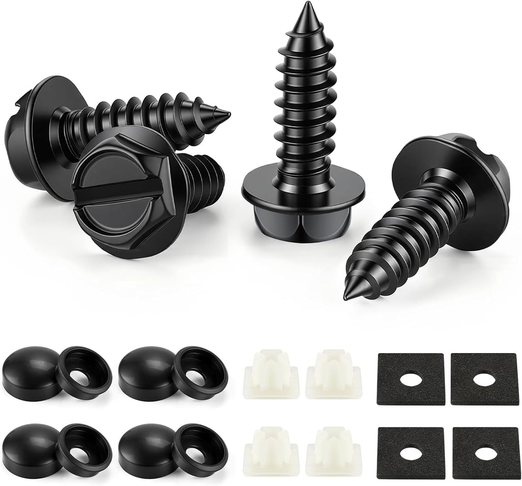 LivTee Rustproof License Plate Screws, 4 Sets