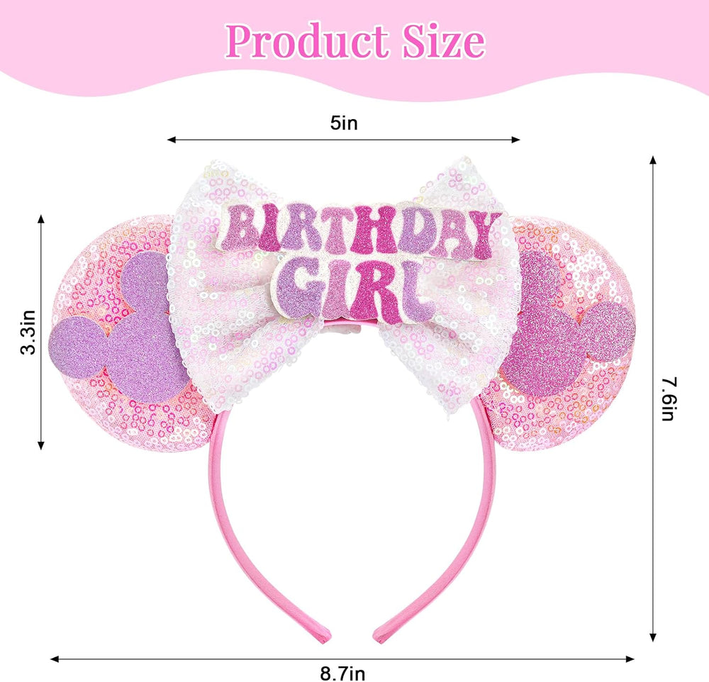 LYLIN Birthday Mouse Ears Headband, Pink - Alternate angle