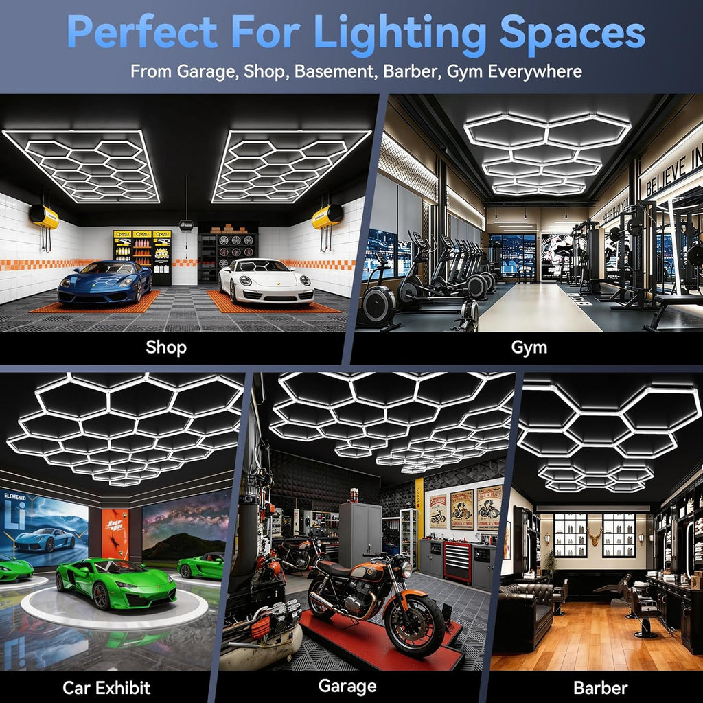 LZHOME Hexagon LED Garage Lights, 25 Pack - Size reference