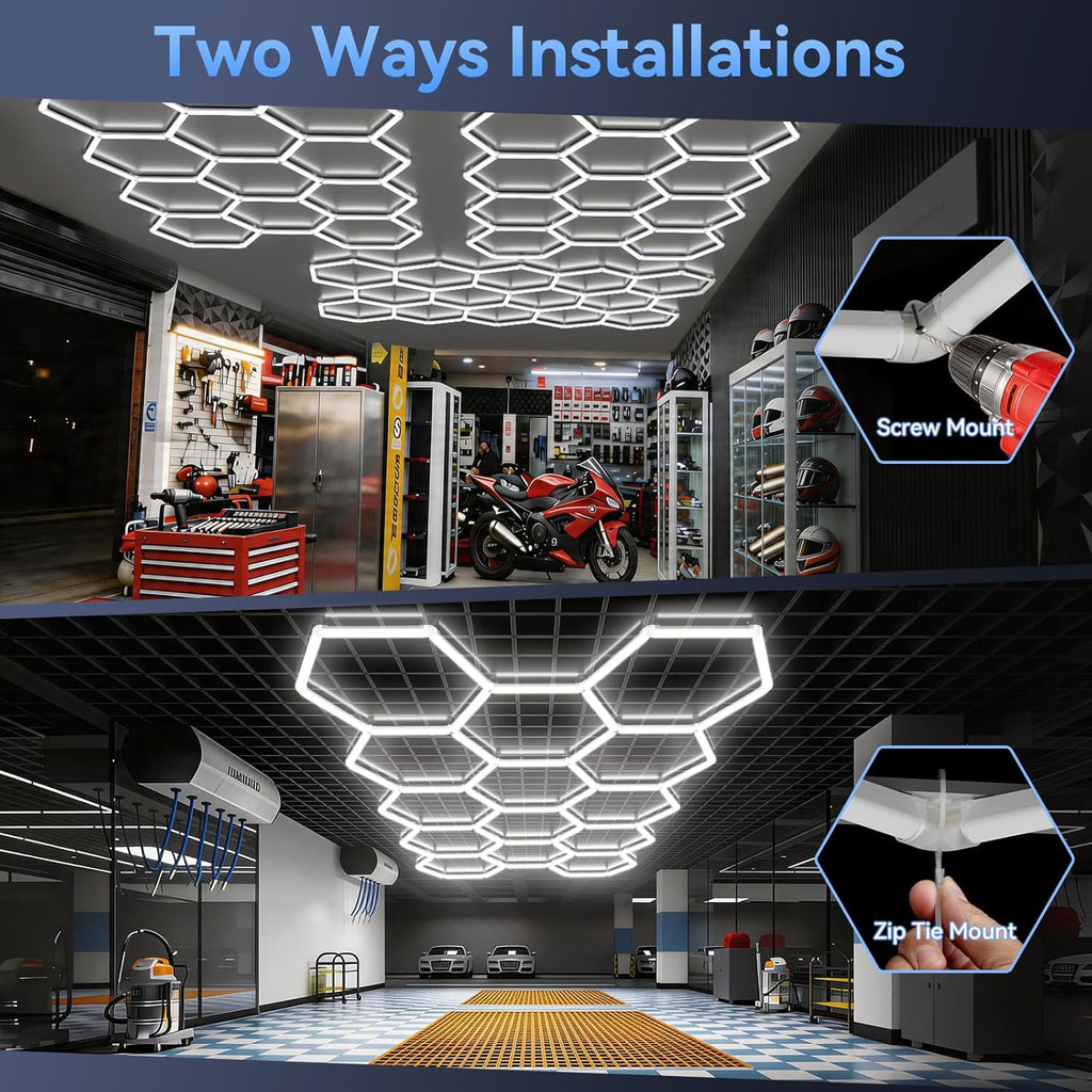LZHOME Hexagon LED Garage Lights, 25 Pack - Feature highlight